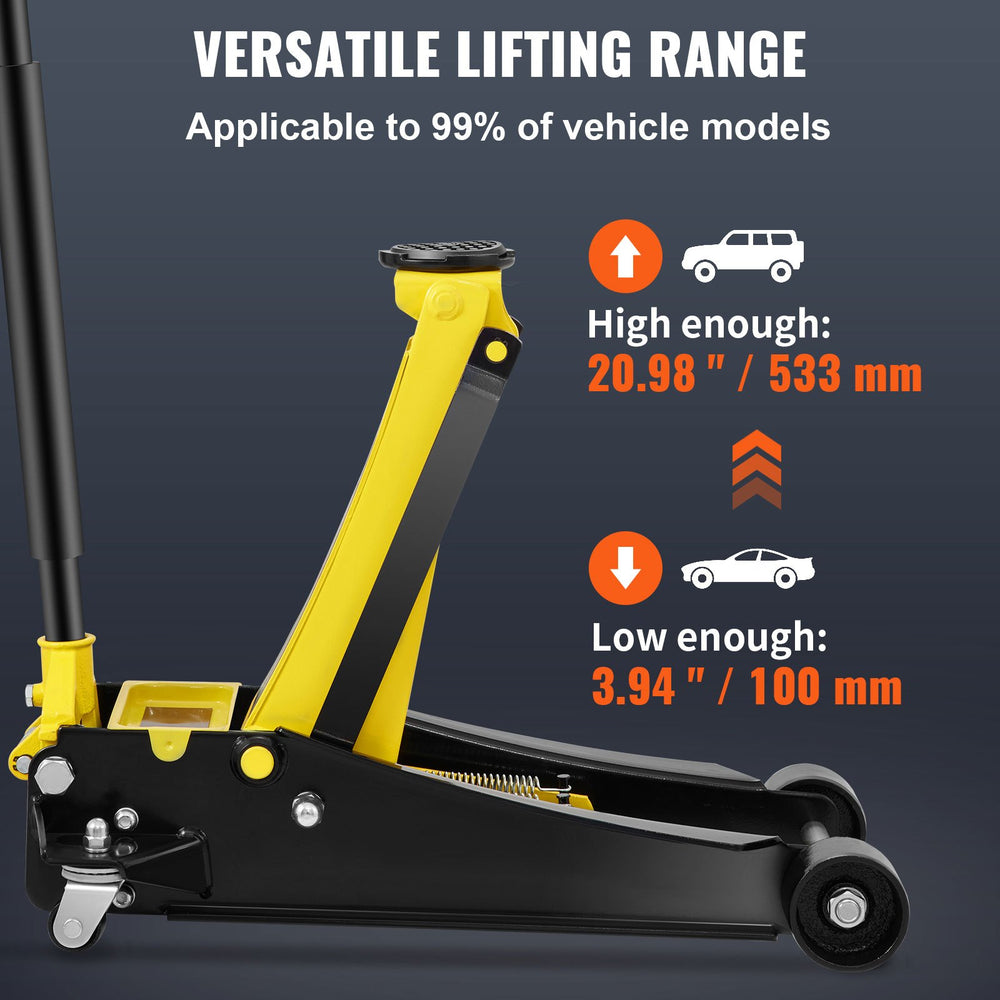 Vevor Hydraulic Floor Jack 4 Ton Low Profile Dual Piston Rapid Pump New