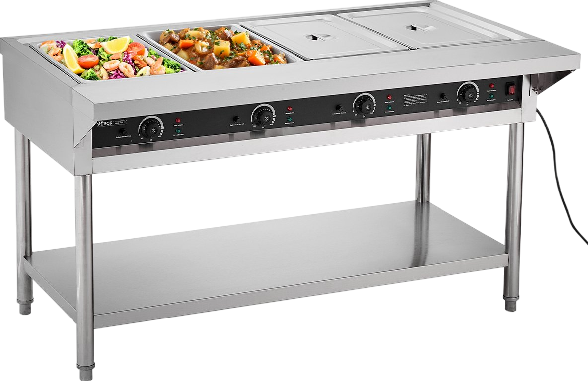 Vevor Commercial Food Warmer 4-Pan Steam Table with Independent Temp Control New