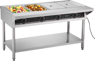 Vevor Commercial Food Warmer 4-Pan Steam Table with Independent Temp Control New