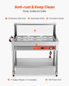 Vevor Commercial Electric Steam Table 6 × 1/2 Pans Warmer with Shield & Undershelf New