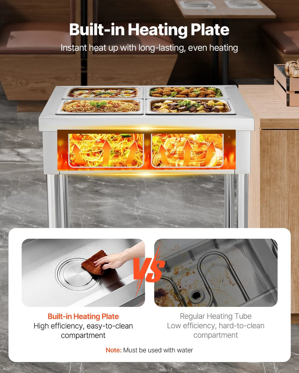 Vevor Commercial Electric Steam Table 4 × 1/2 Pans Food Warmer with Undershelf New