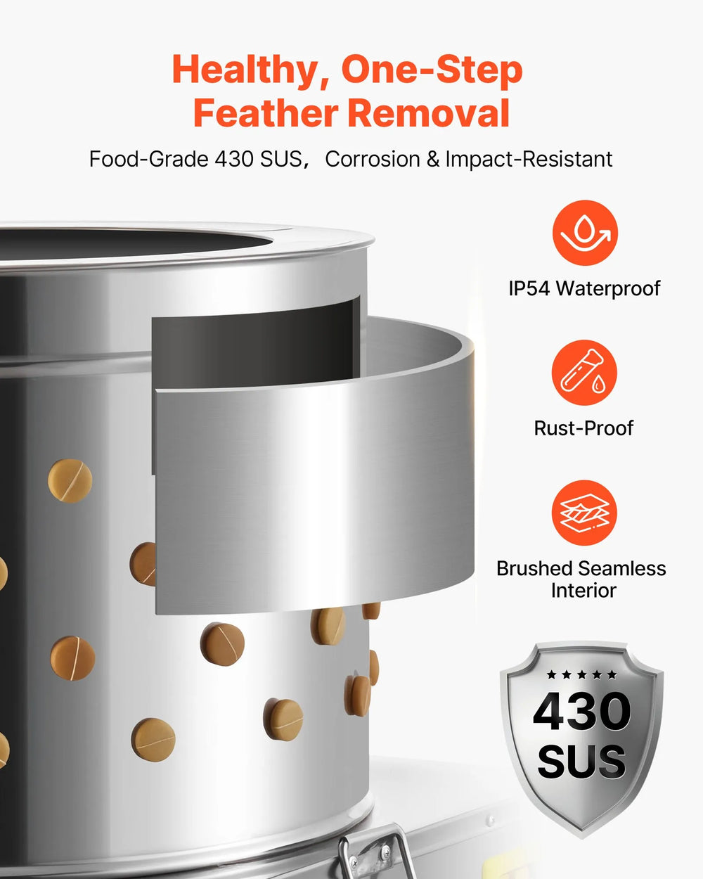 Vevor Chicken Plucker Machine 23.6" Drum with 119 Fingers 240 RPM 2200W New