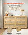 Vevor Double Dresser 59 in. 6-Drawer Rattan with Metal Handles New