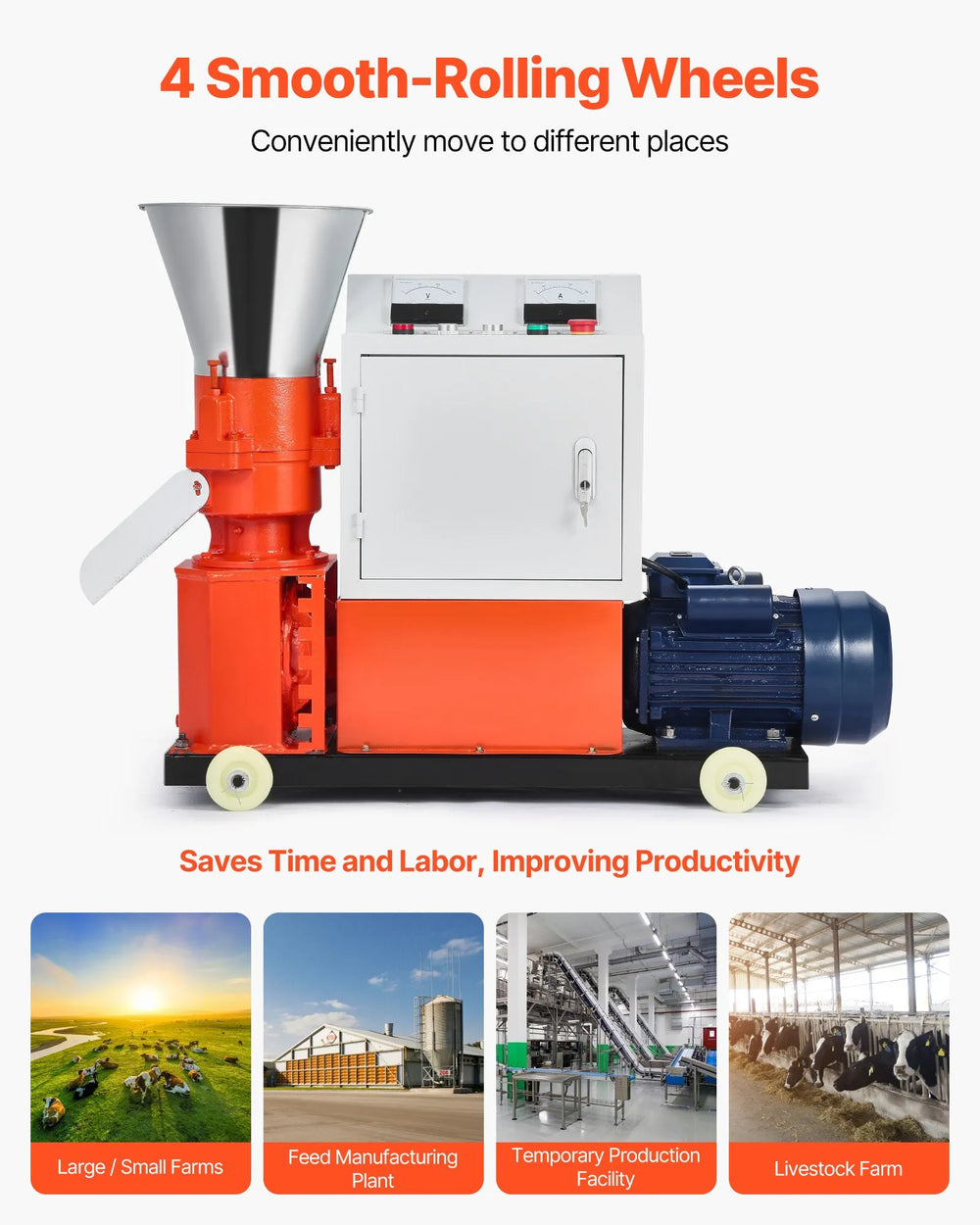 Vevor Feed Pellet Mill Machine with 3 Pressure Rollers 3000W 240V New