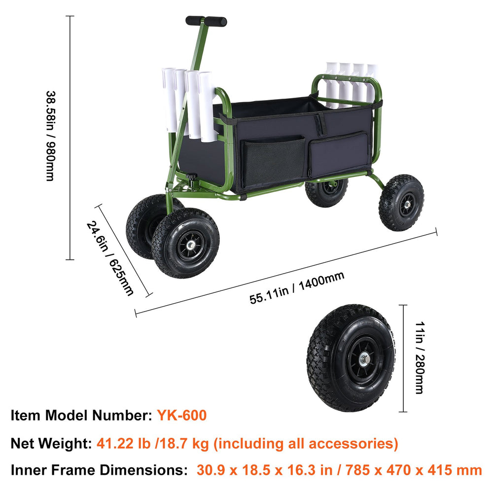 Vevor Beach Fishing Cart 300 lbs. Capacity 11" Balloon Tires Heavy-Dut FactoryPure Vevor Beach Fishing Cart 300 lbs. Capacity 11" Balloon Tires Heavy-Dut FactoryPure