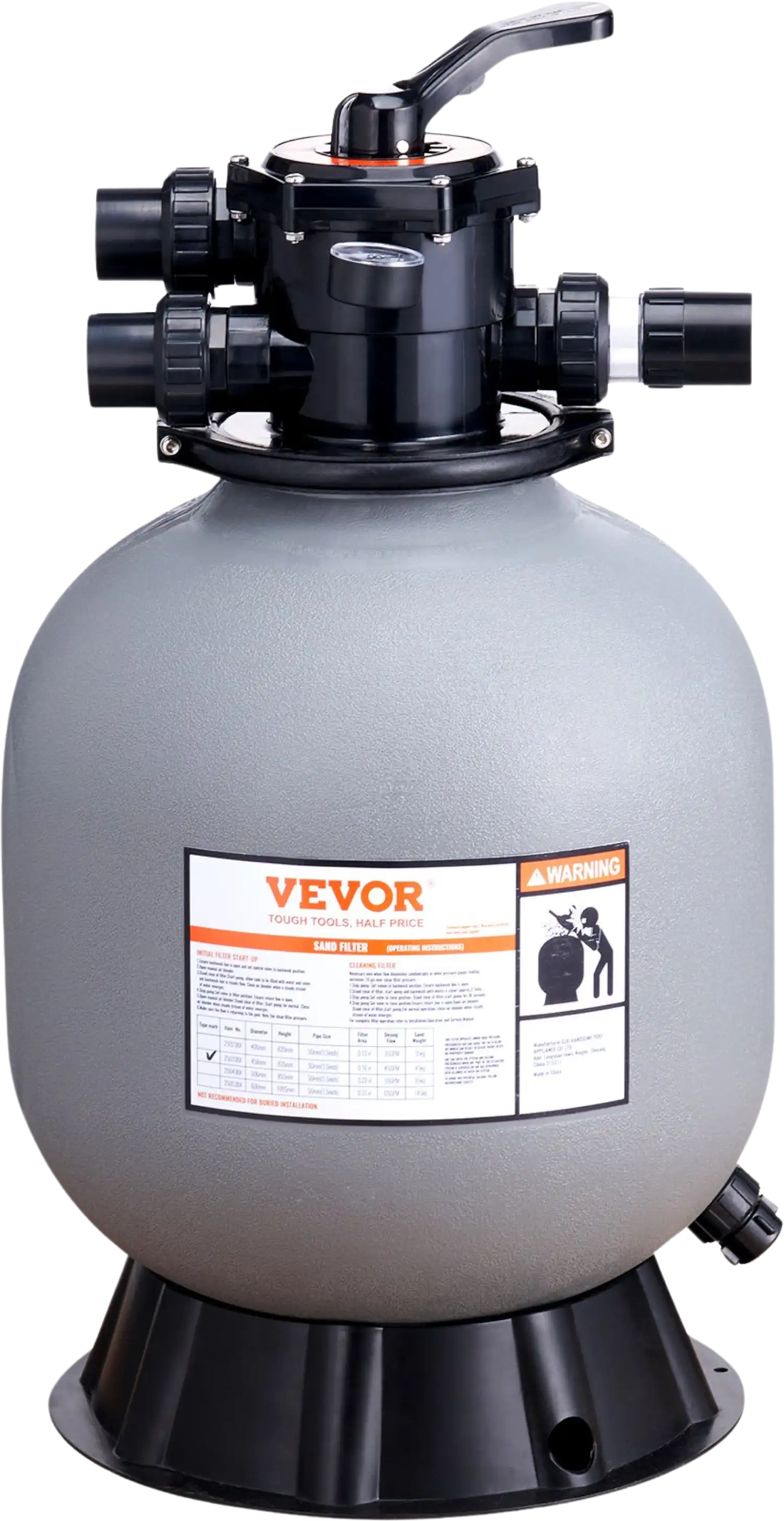Vevor Sand Filter for Above & Inground Pool 19-inch 45 GPM Flow Rate New