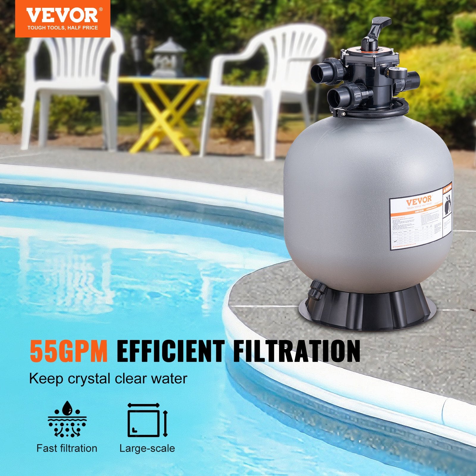 Vevor Sand Filter for Above \u0026 Inground Pool 22-inch 55 GPM Flow Rate N –  FactoryPure