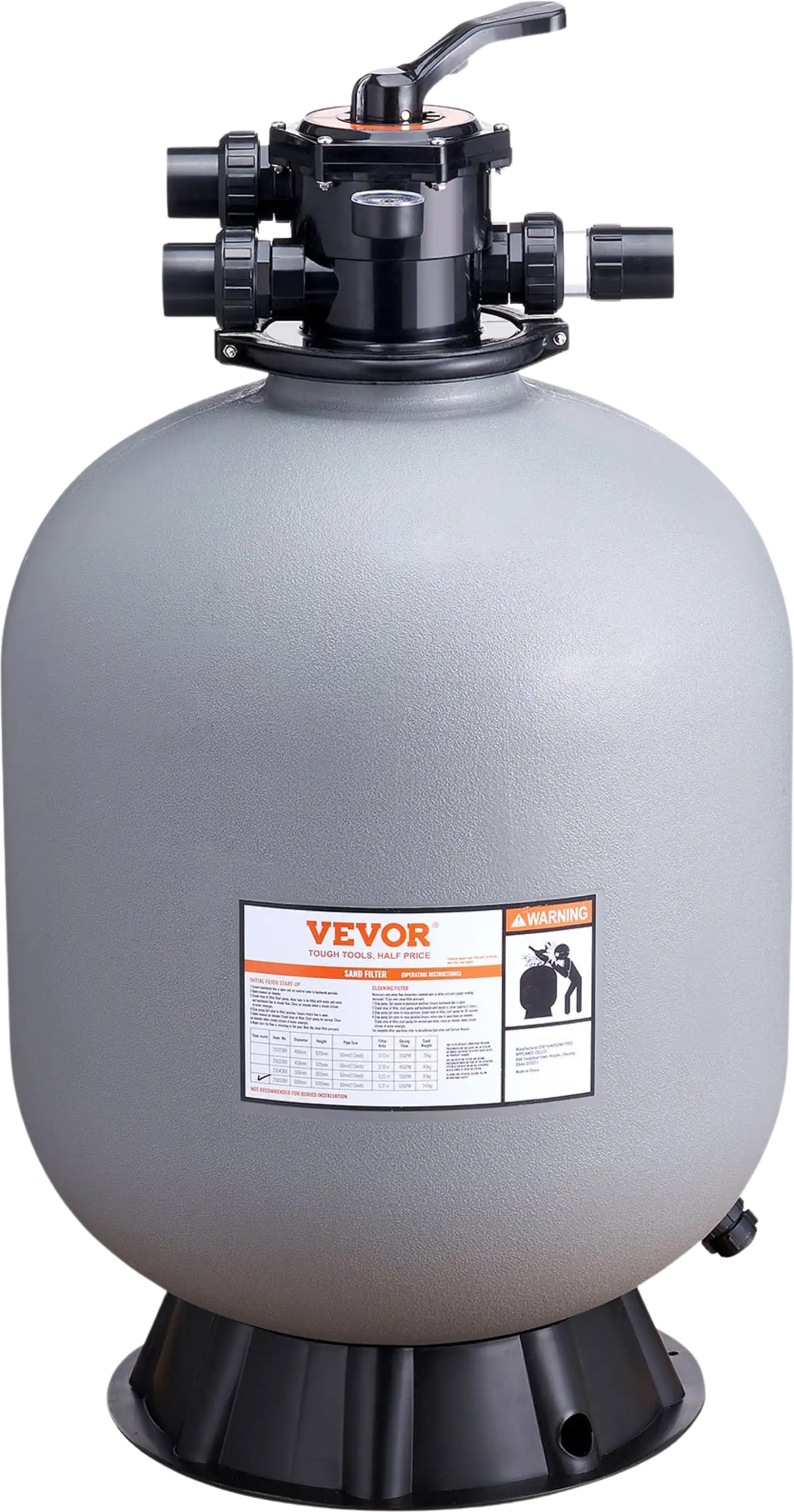 Vevor Sand Filter for Above & Inground Pool 24-inch 65 GPM Flow Rate New