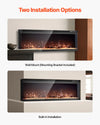 Vevor Electric Fireplace 50" Three-Sided Glass Adjustable Flame 2 Heat Levels 1500W New