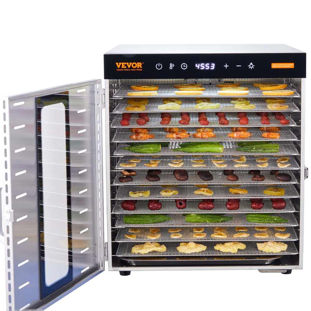 Vevor Food Dehydrator 1000W with Digital Adjustable Timer and Temperature 10 Drying Trays New