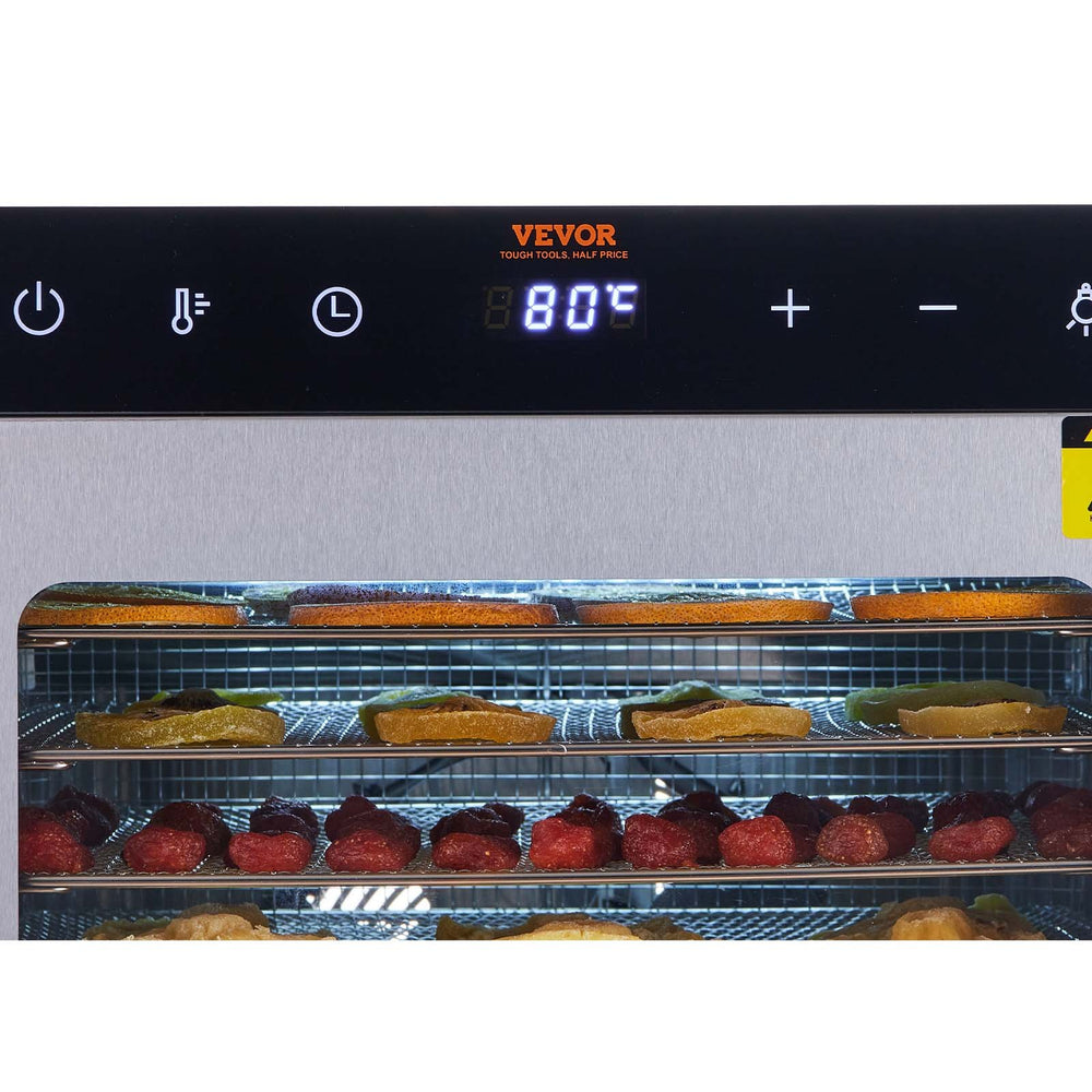 Vevor Food Dehydrator 800W with Digital Adjustable Timer and Temperature 10 Drying Trays New