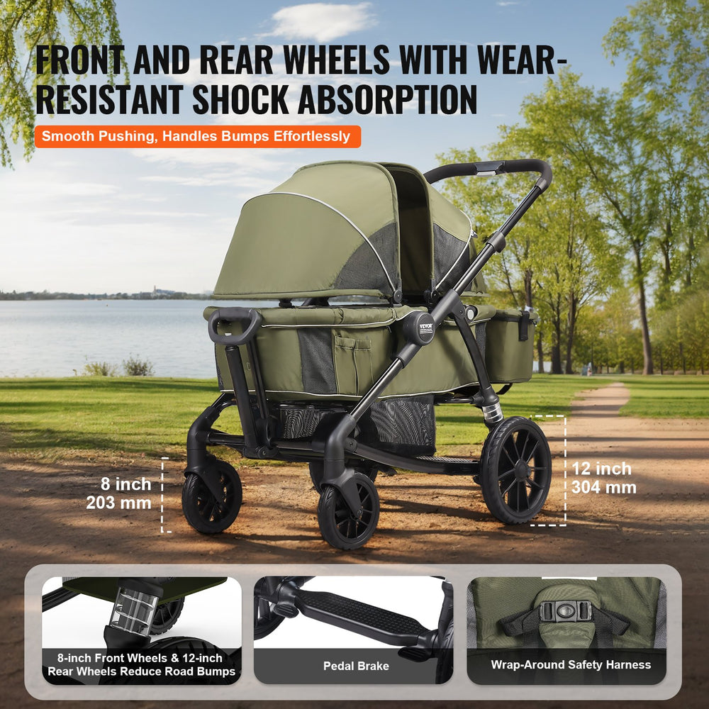 stroller wagon all-terrain Vevor All-Terrain Stroller Wagon 2-Seats Foldable with Canopy New – FactoryPure