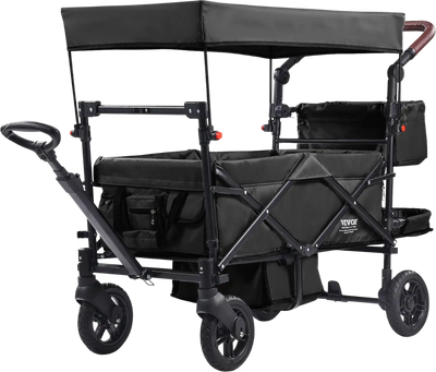kids wagon stroller sale Vevor Wagon Stroller for 2 Kids Collapsible with Removable Canopy New Black
