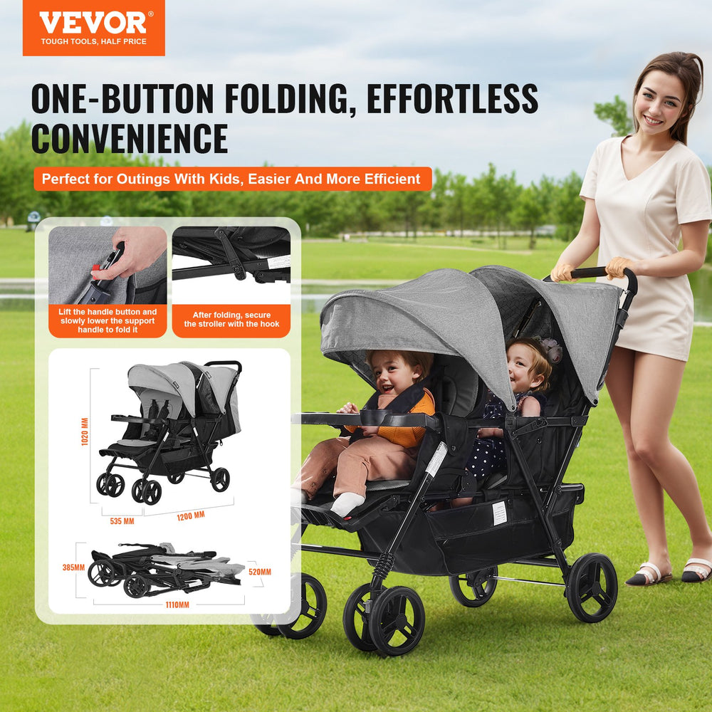 how much does a double stroller cost Vevor Double Stroller Foldable Lightweight with Front and Back Seating – FactoryPure