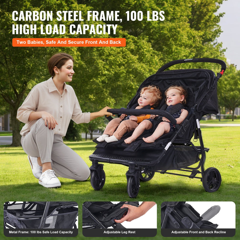 Vevor Double Stroller Side-by-Side Foldable Lightweight New