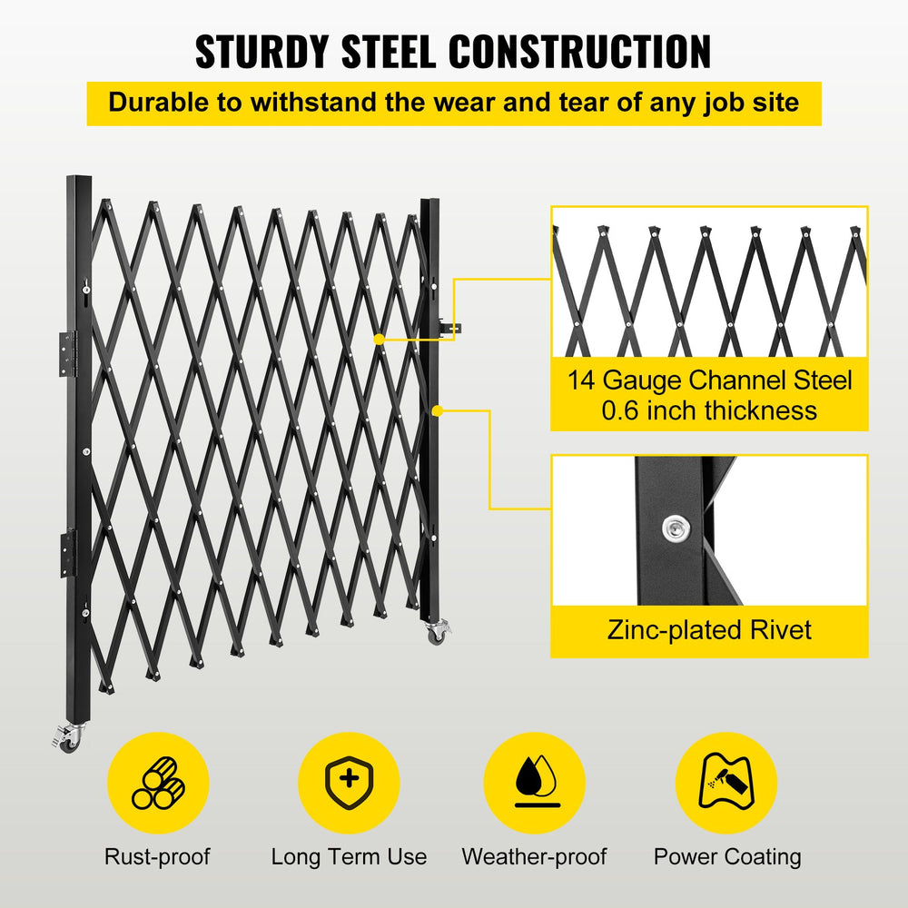 Vevor Security Gate Single Folding Steel Accordion Barricade with Padlock 7.1' x 7.9' New