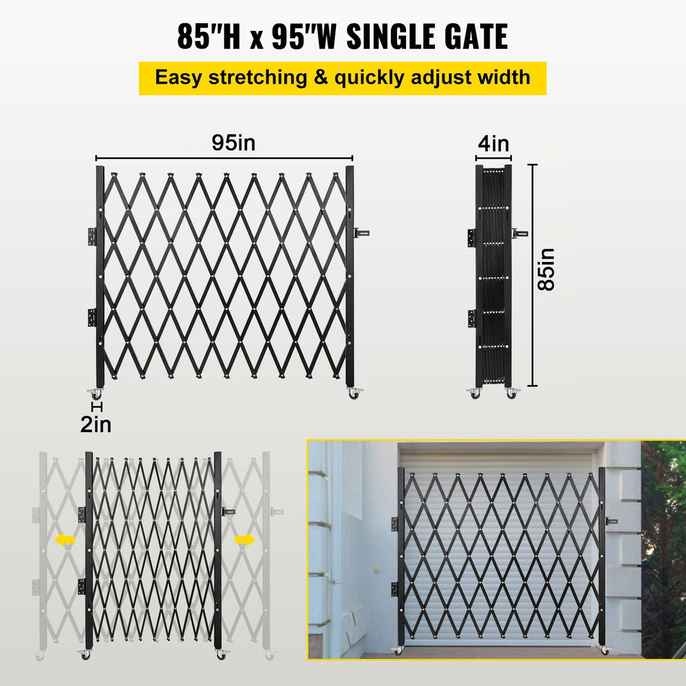 Vevor Security Gate Single Folding Steel Accordion Barricade with Padlock 7.1' x 7.9' New