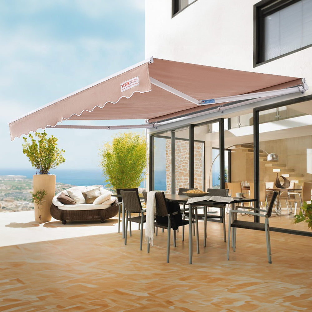 Vevor Manual Retractable Patio Awning 12' x 10' Outdoor Sun Shade Water-Resistant New