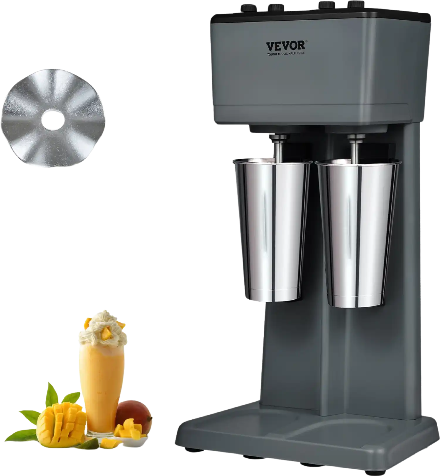 Vevor Milkshake Maker 375W 3-Speed Double Head Drink Mixer with Cups New