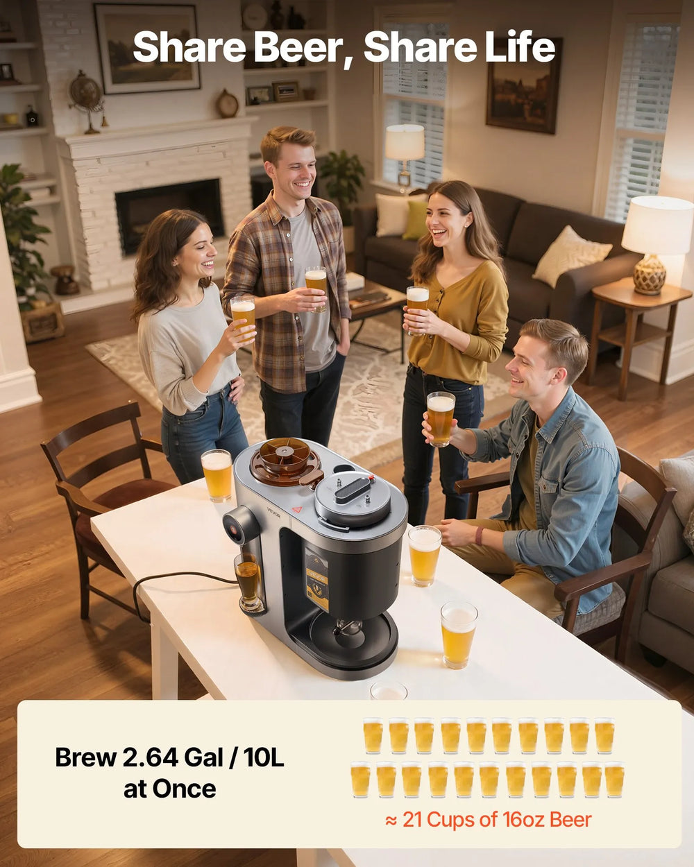 Vevor Automatic Home Beer Brewer 3.4 Gal. 1500W Auto Temp & Pressure Control New