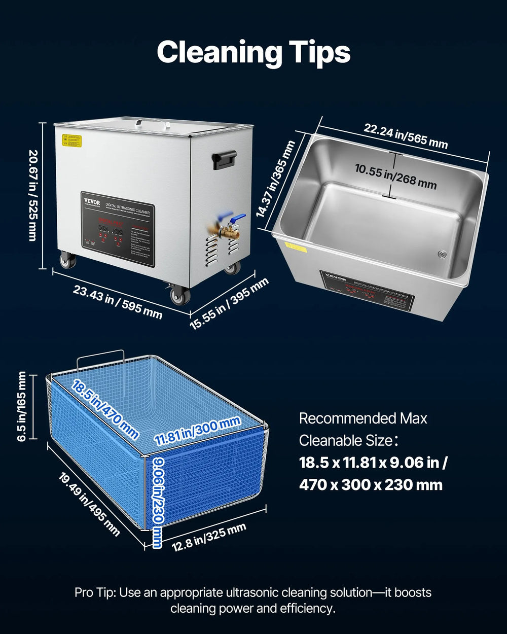 Vevor Ultrasonic Cleaner 50L Digital with Heater and Timer 40kHz 840W New