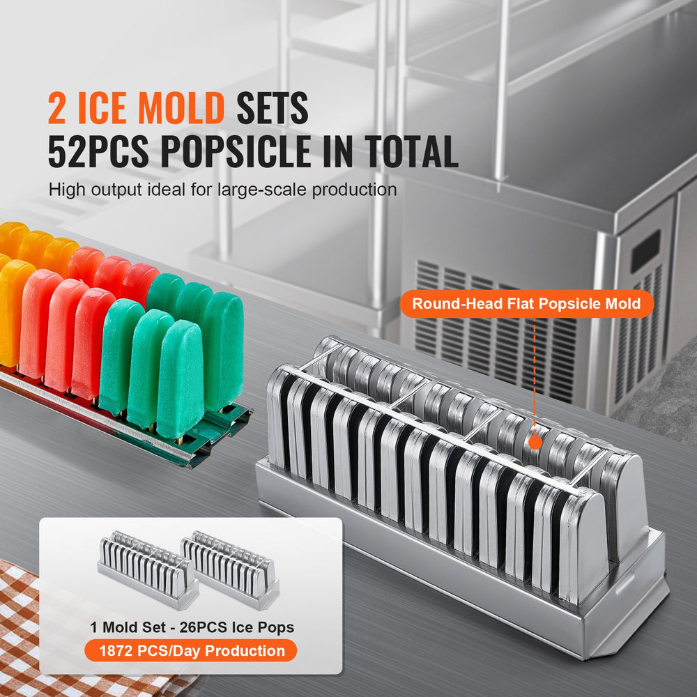 Vevor Commercial Popsicle Machine 2 Mold Set 52 Pcs New