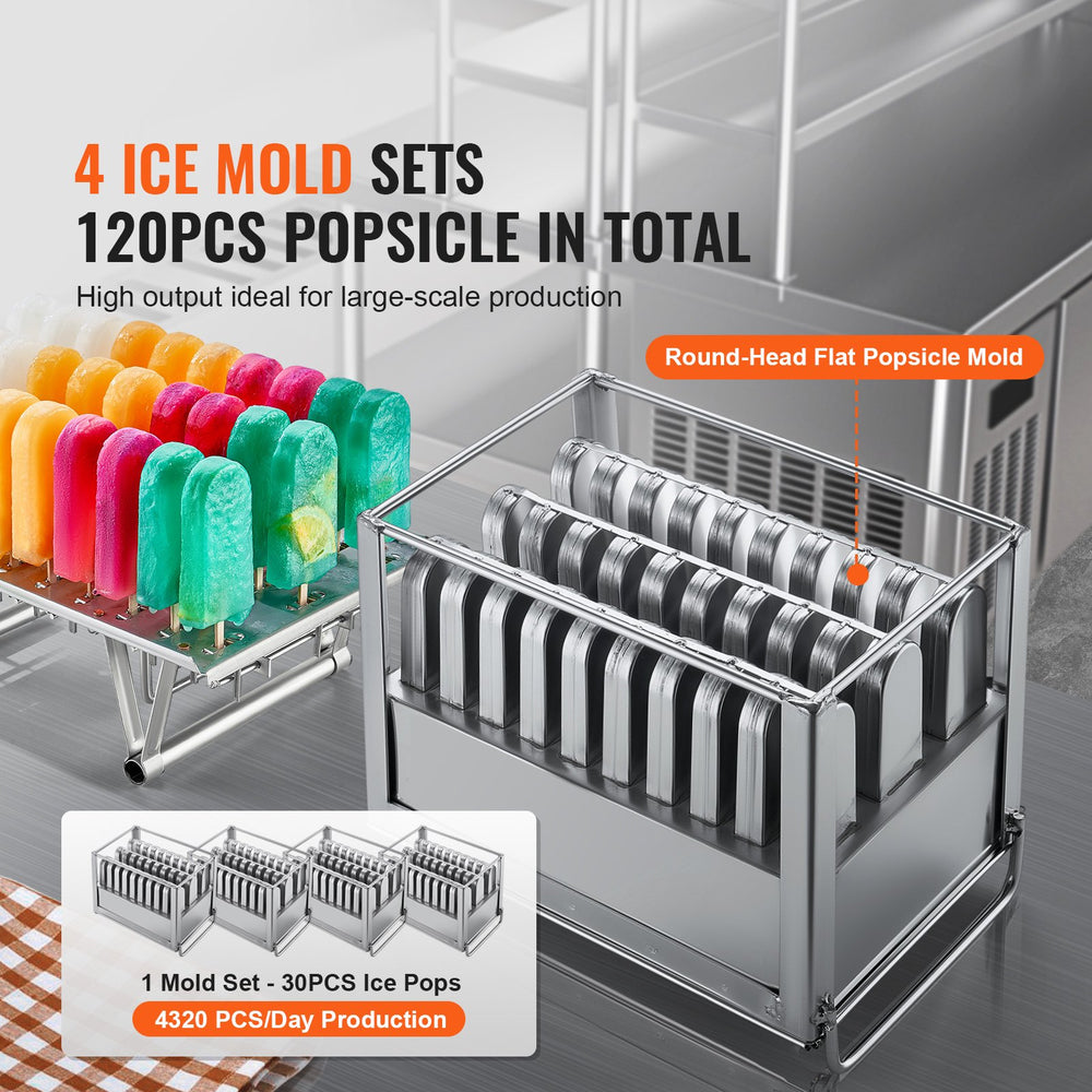 Vevor Commercial Popsicle Machine 4 Mold Set 120pcs Capacity New