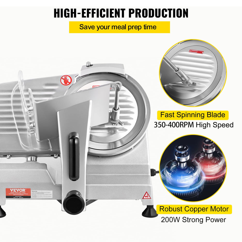 Vevor Commercial Food Slicer 8" Blade with Adjustable Thickness 200W New