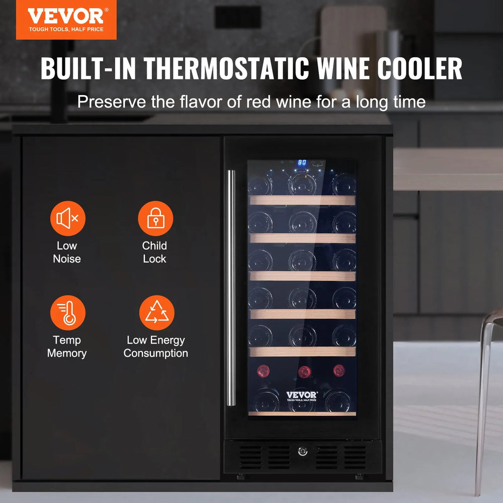 Vevor Wine Cooler 30-Bottle with Adjustable Shelves LED Light Temp Control New