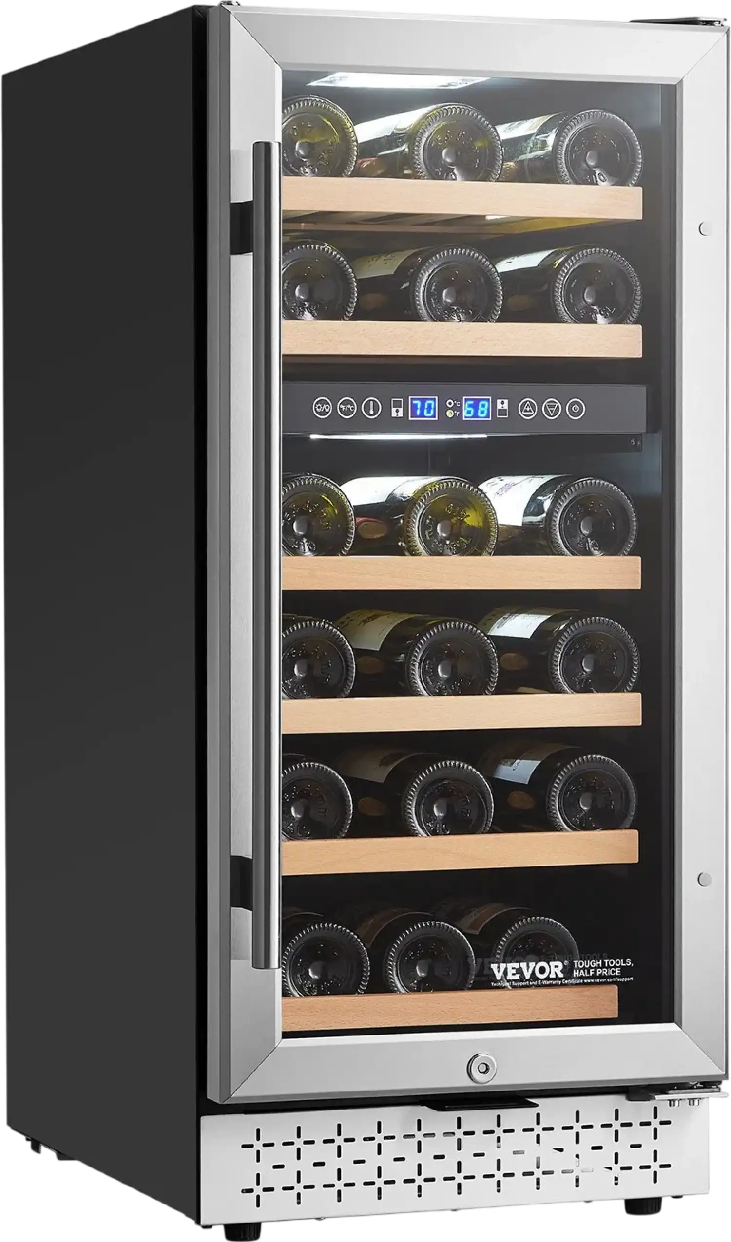Vevor Dual Zone Wine Cooler 28-Bottle Freestanding Mini Fridge with Touch Temp Control New