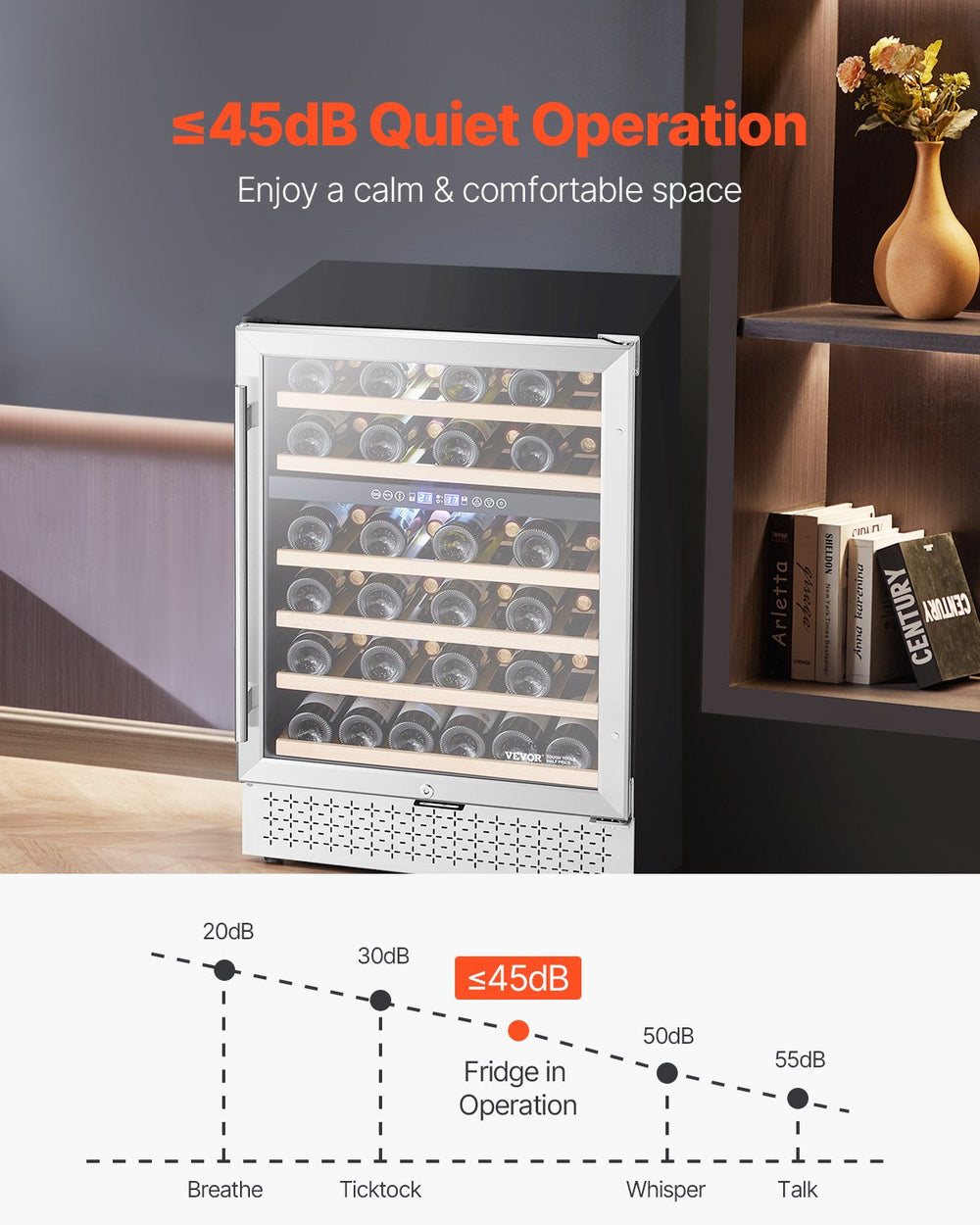Vevor Wine Refrigerator Dual Zone 46 Bottle Cooler with Glass Door Temp Control New