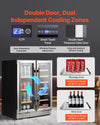 Vevor Wine and Beverage Refrigerator Dual Zone Cooler with Glass Doors New