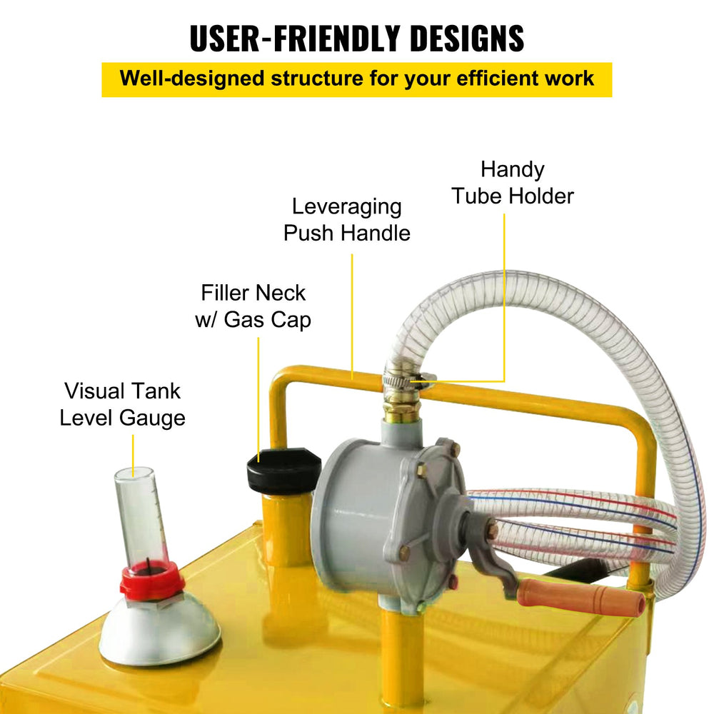 Vevor Fuel Caddy 35 Gallon Gas Storage Tank with Manual Transfer Pump New