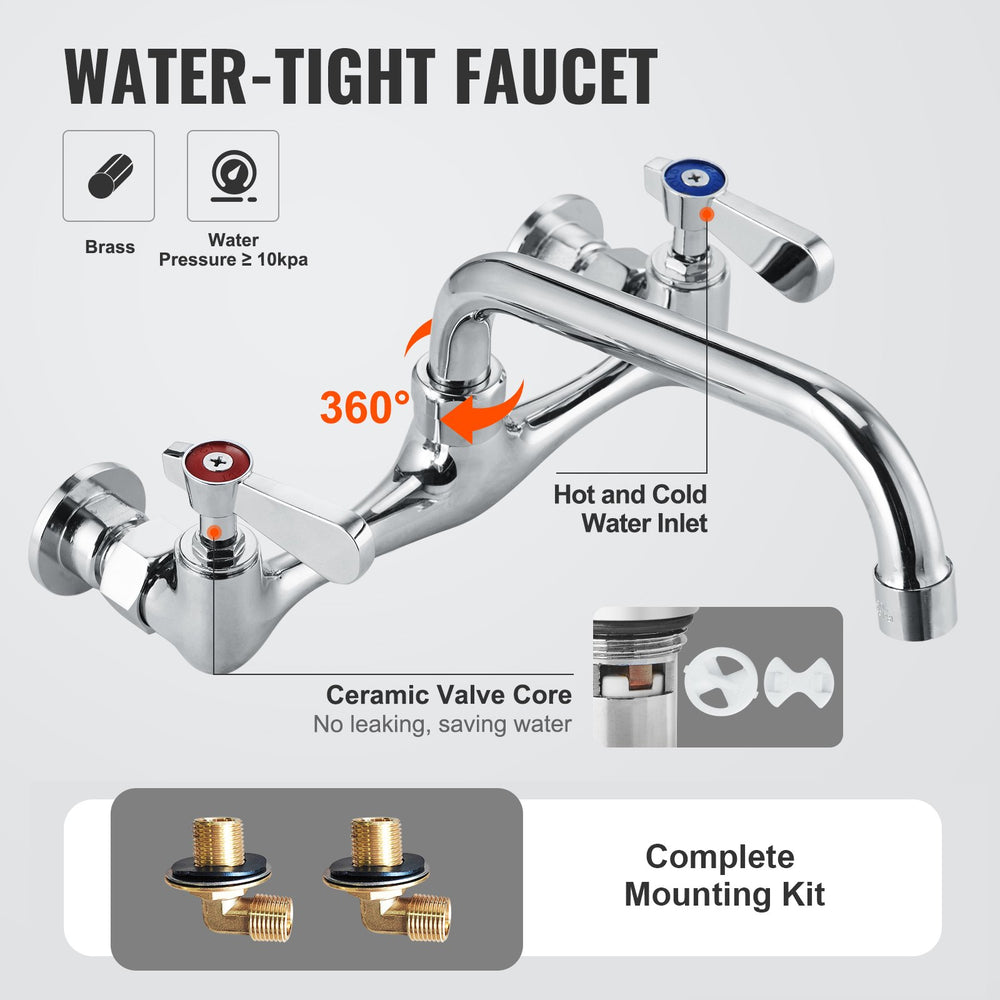 Vevor Stainless Steel Prep Utility Sink Free Standing Includes Faucet and Legs New