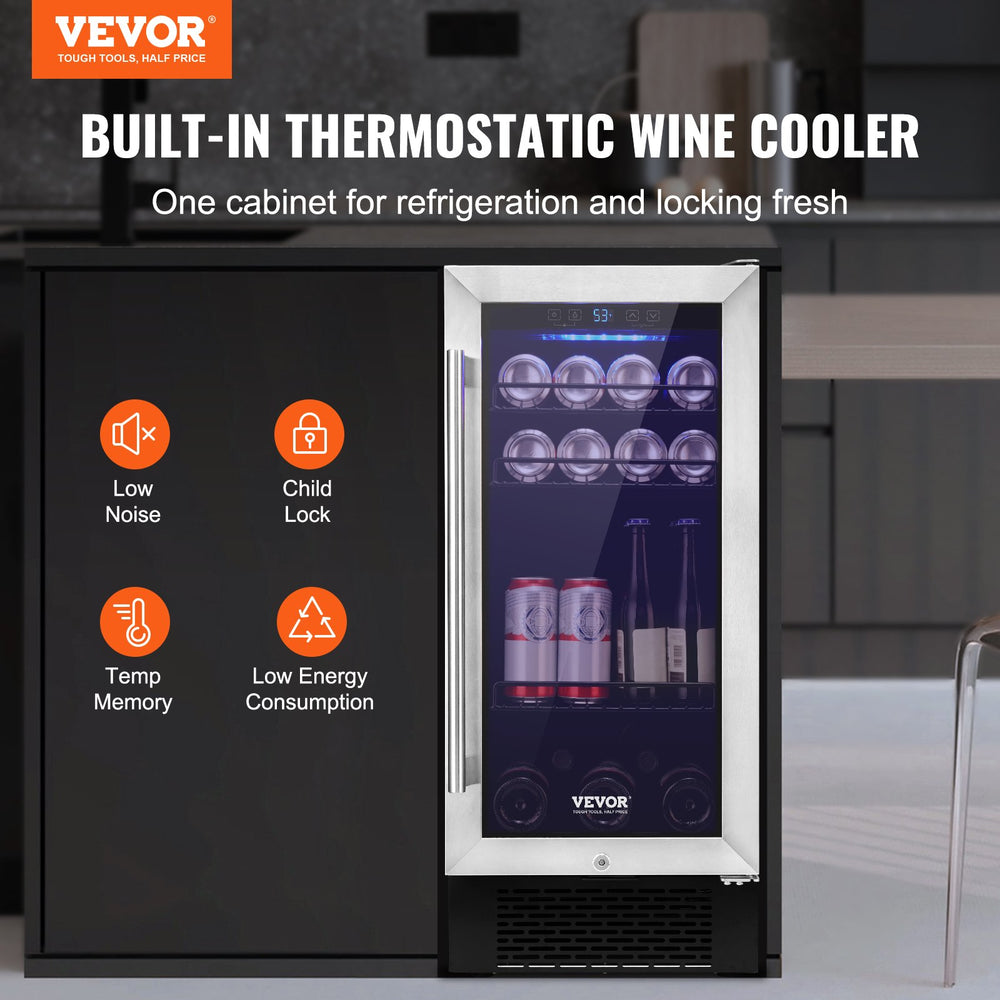 Vevor Wine Cooler Under Counter Freestanding Beverage Refrigerator 78 L Capacity New