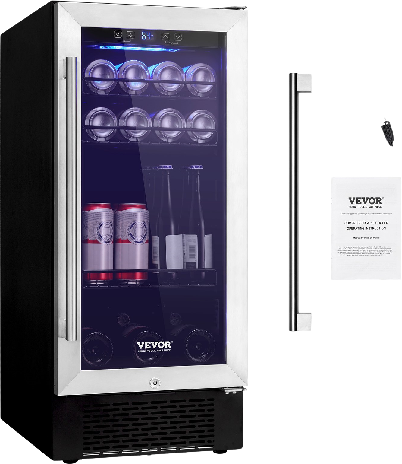 Vevor Wine Cooler Under Counter Freestanding Beverage Refrigerator 78 L Capacity New