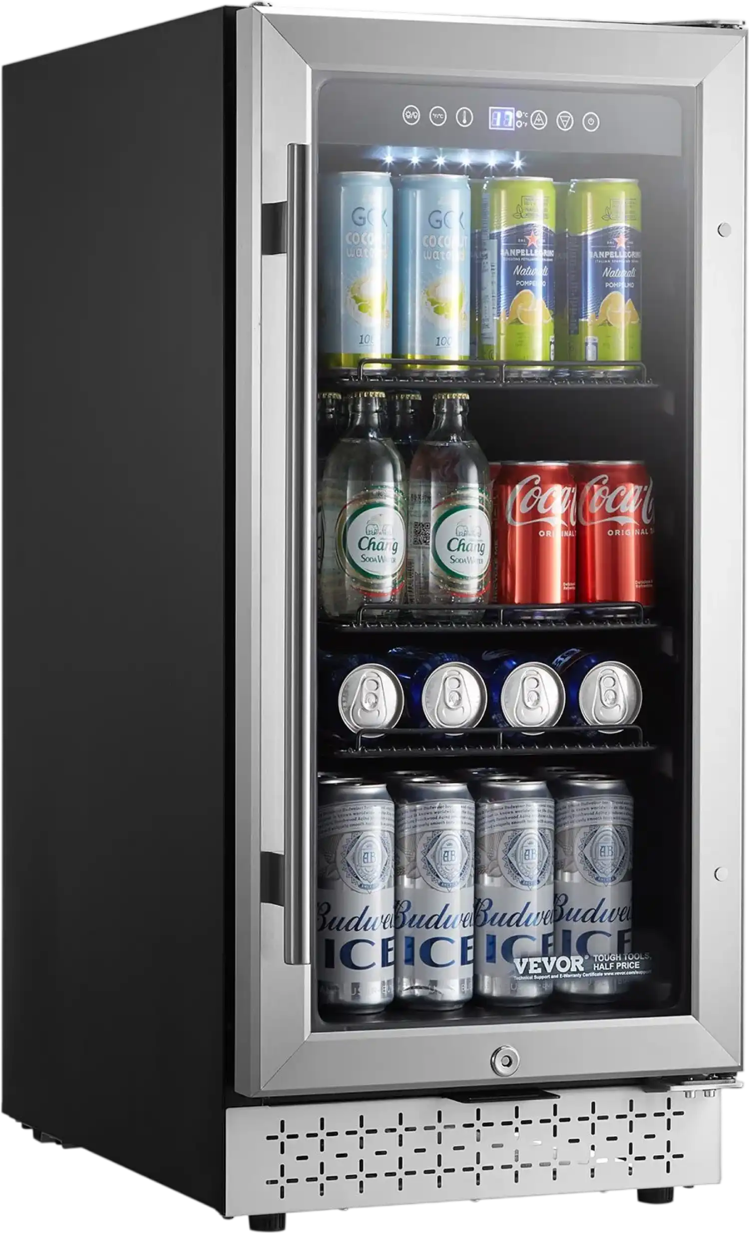 Vevor Beverage Refrigerator Cooler 88 Can with Temperature Control Adjustable Shelves New