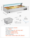 Vevor Electric Food Warmer Stainless Steel with Glass Cover 8 Pan 1700W New
