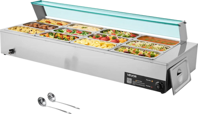 Vevor Food Warmer 12-Pan Electric Steam Table 86-185°F Temp Control 1700W New