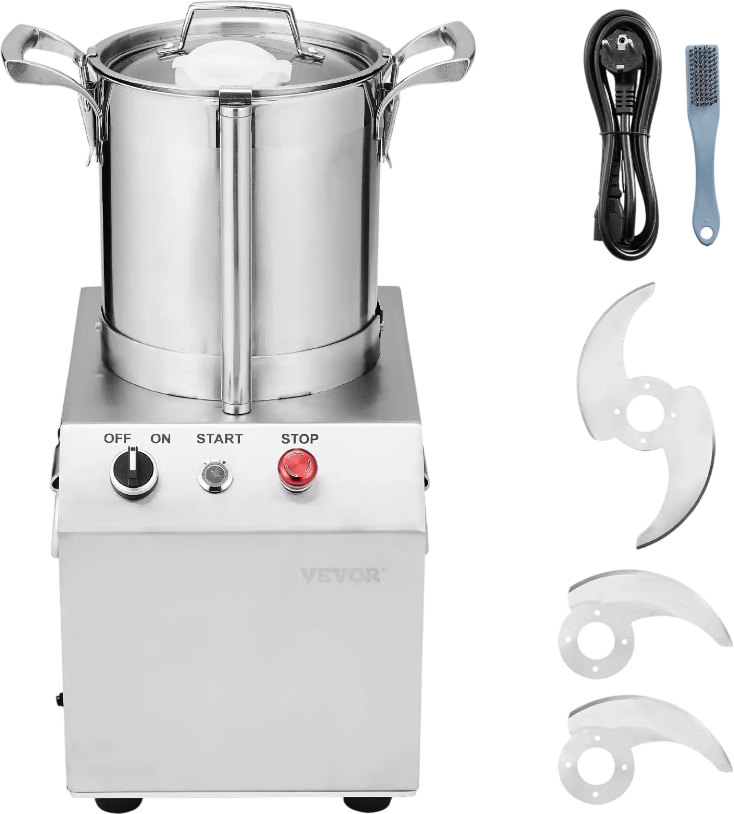 Vevor Food Processor Vegetable Chopper 4.3 Qt Stainless Steel 1400 RPM 550W New