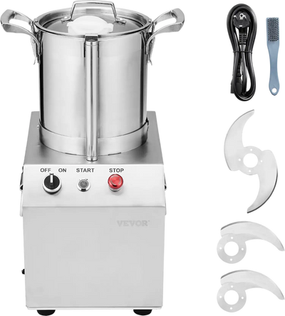 Vevor Food Processor Vegetable Chopper 4.3 Qt Stainless Steel 1400 RPM 550W New