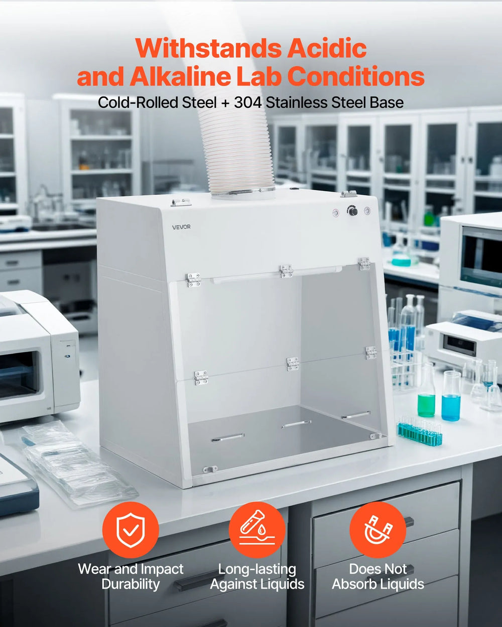 Vevor Ducted Fume Hood 31.7" x 23.6" x 27.5" with LED Light G1 Pre-Filter New