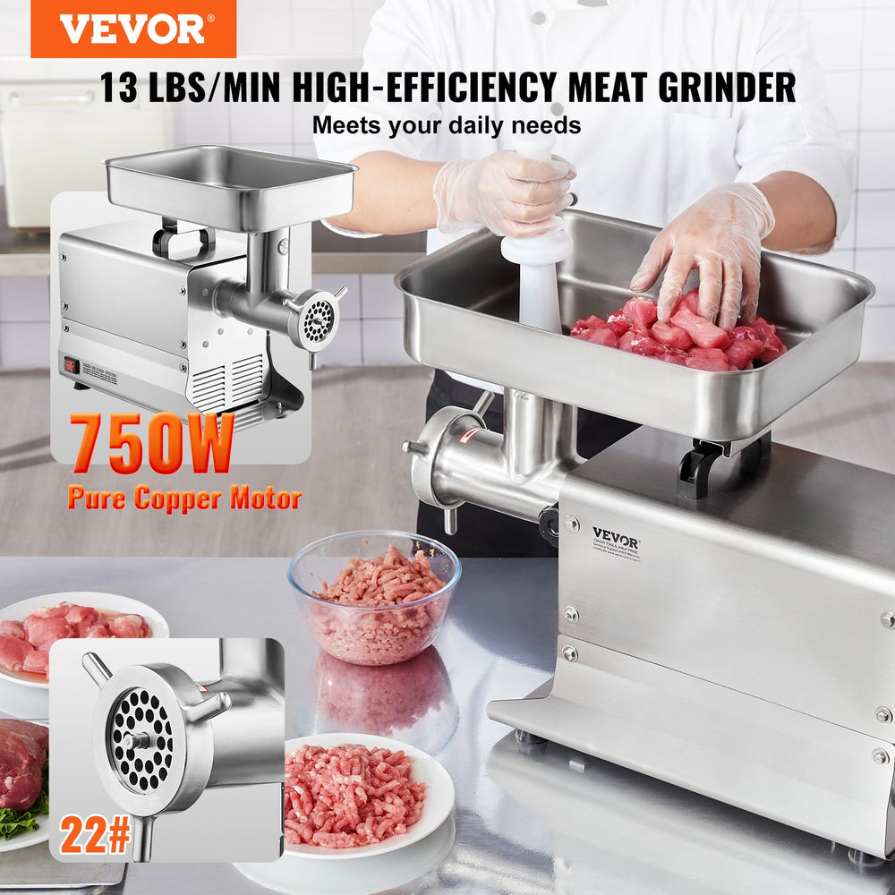 Vevor Commercial Meat Grinder Sausage Stuffer 13 Lbs/Min Stainless Steel 750W New