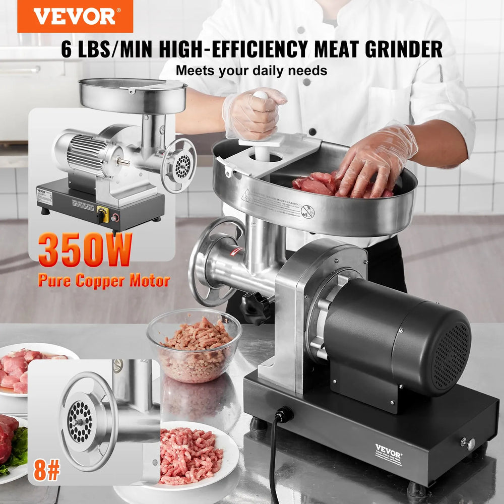 Vevor Commercial Electric Meat Grinder 6 Lbs/Min 350W Stainless Steel Sausage Stuffer New