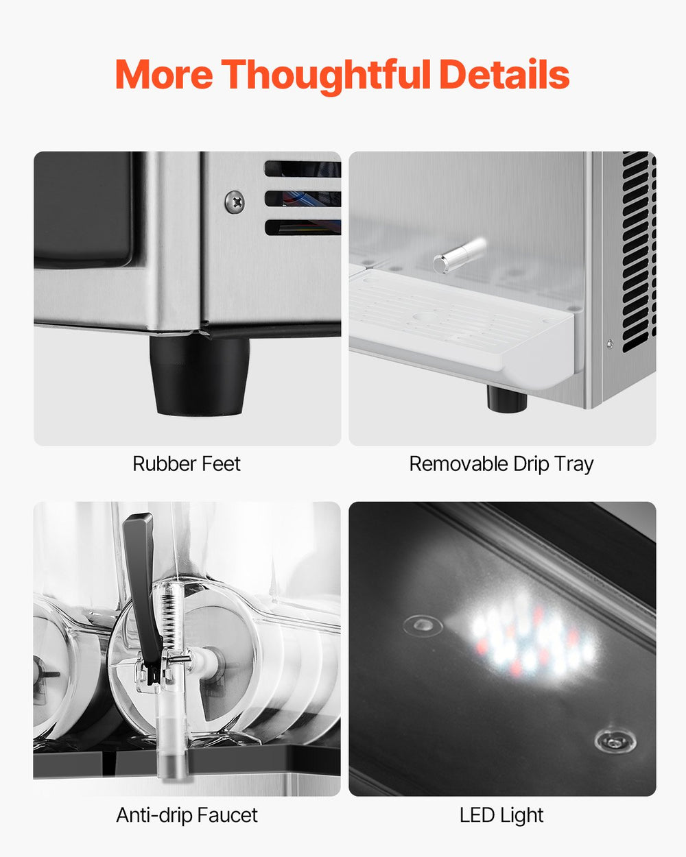 Vevor Slushy Machine 3.2 Gal 3-Tank Stainless Steel Frozen Drink Maker New