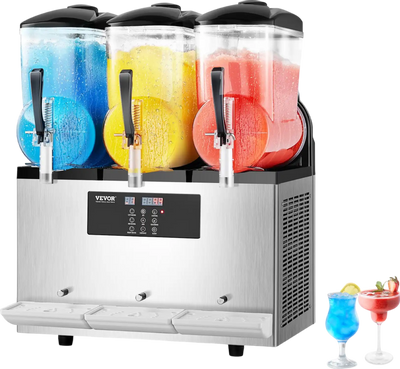 Vevor Slushy Machine 3.2 Gal 3-Tank Stainless Steel Frozen Drink Maker New