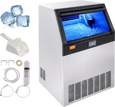 Vevor Commercial Ice Maker 160 Lbs./Day with 66 Lbs Storage Capacity Gravity Drainage New