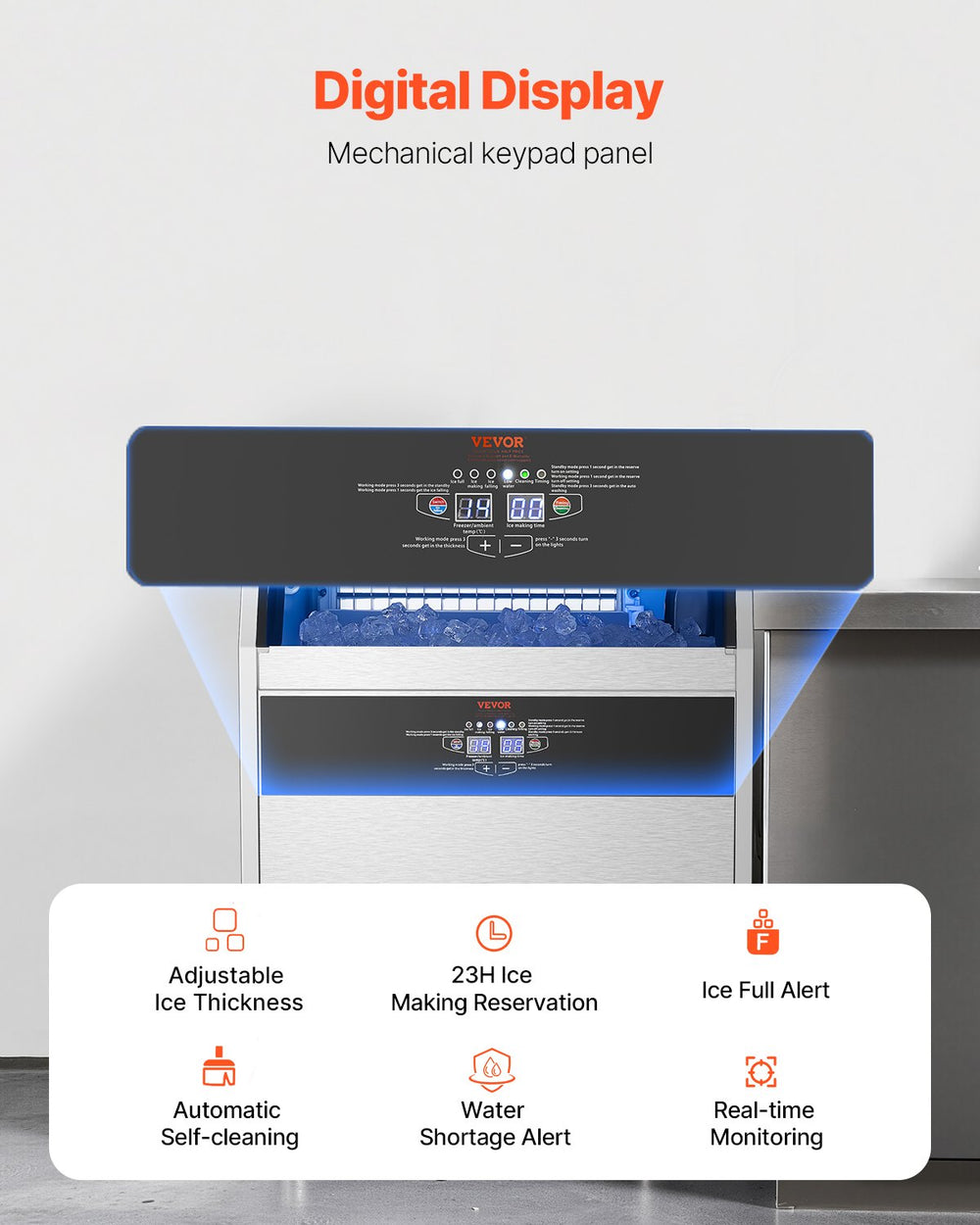 Vevor Commercial Ice Maker Freestanding Cabinet 160lbs/24Hr with 66lbs Storage New