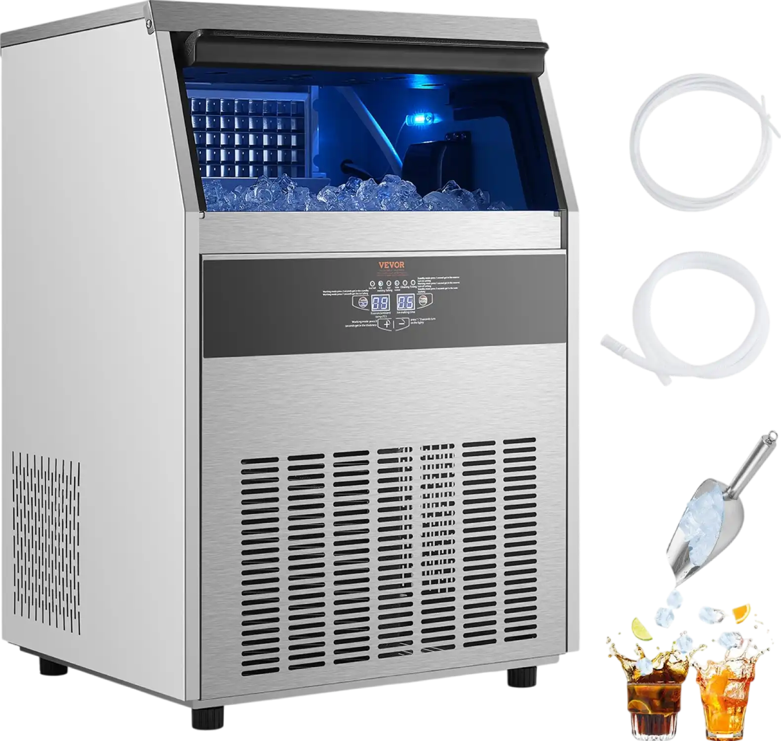 Vevor Commercial Ice Maker Freestanding Cabinet 160lbs/24Hr with 66lbs Storage New