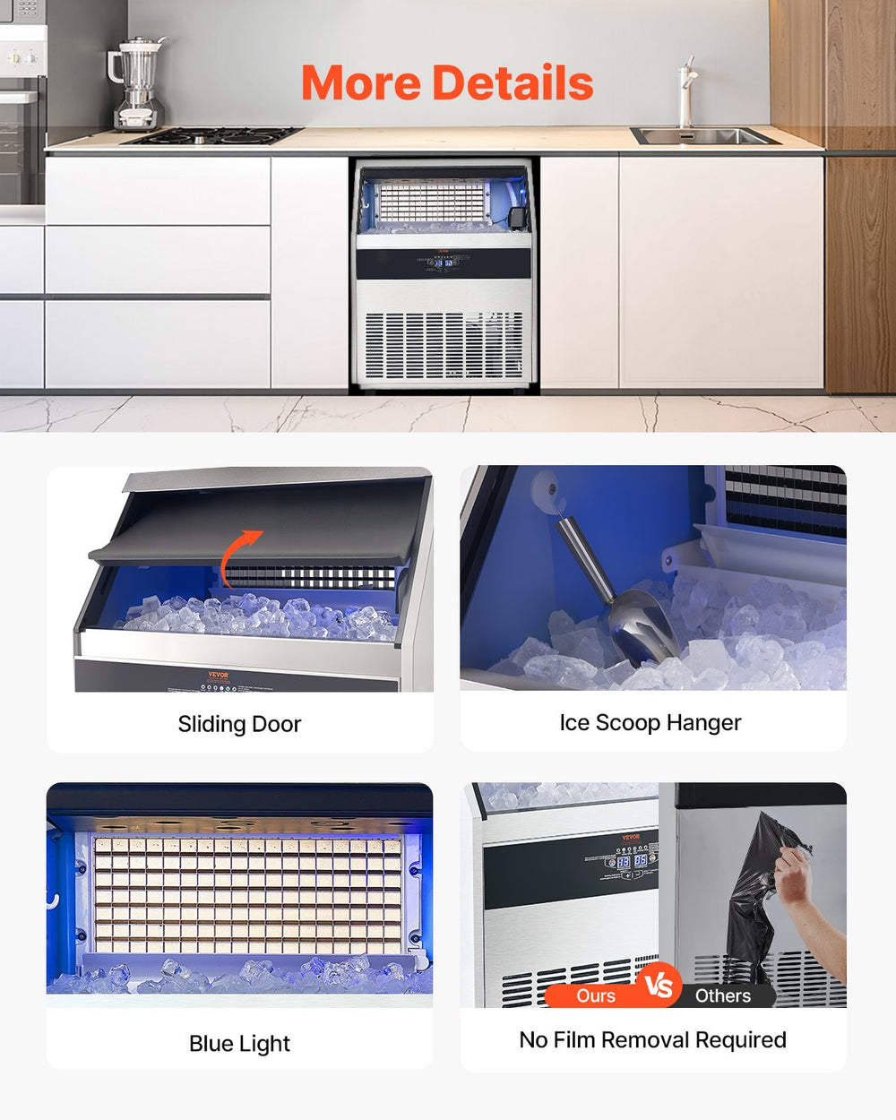 Vevor Commercial Ice Maker Freestanding Cabinet 360Lbs/Day with 88 Lbs Storage New